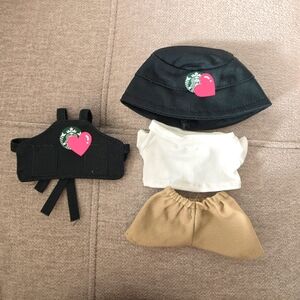 Dark Green and White Doll Barista Outfit Set for Labubu